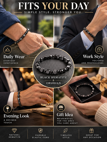 ✨ Style Special – Men’s Hematite Beaded Bracelet 🖤 Minimalist Stone Jewelry for Everyday Wear & Meaningful Gifting 🎁