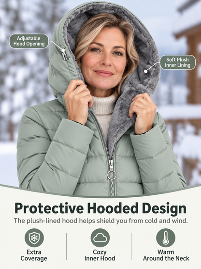 ❄️ Winter Deal – Women’s Hooded Down Coat 🧥 Warm, Windproof & Water-Resistant Outerwear for Commuting and Outdoor Adventures 🏔️