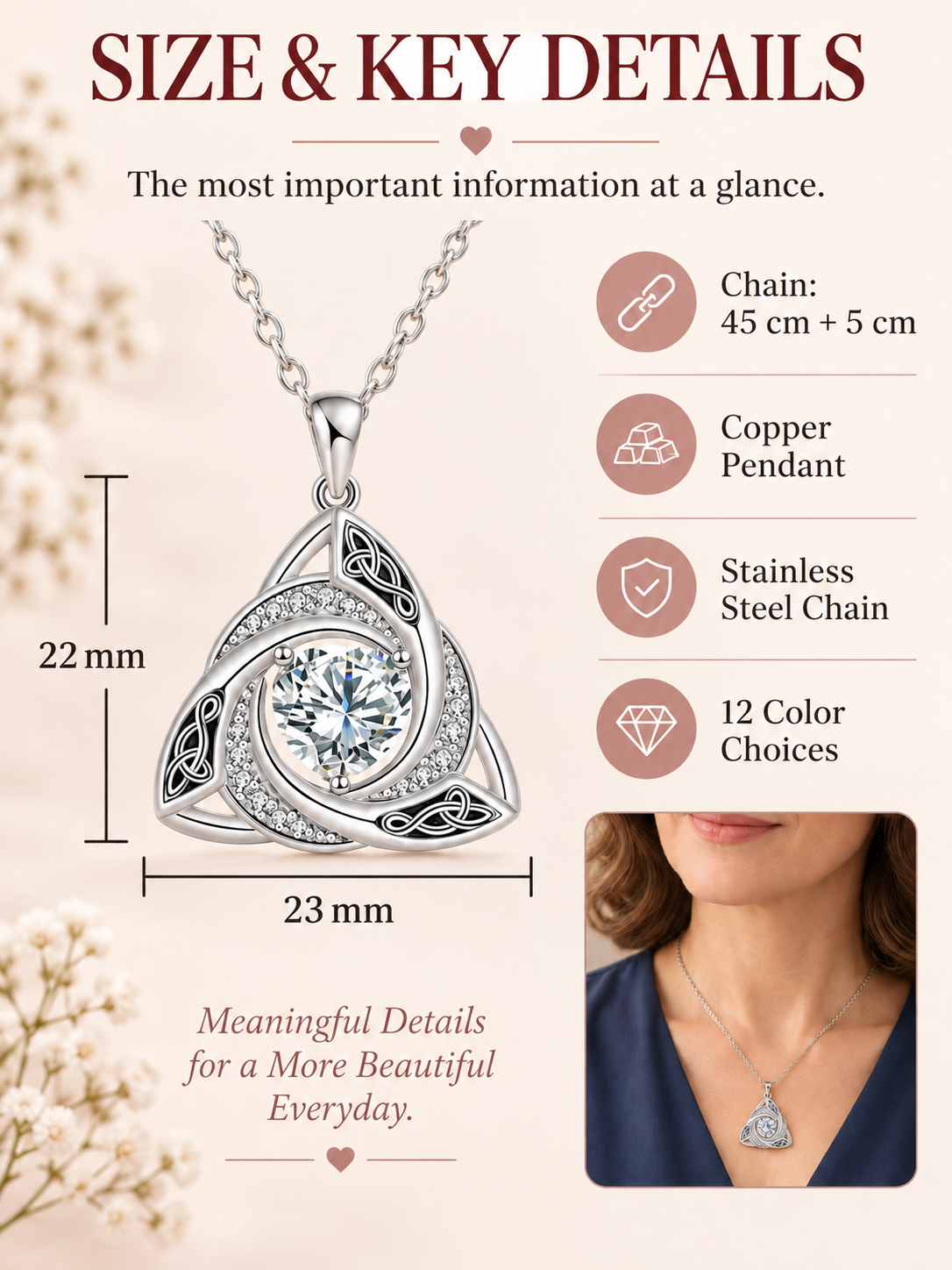 ✨ Jewelry Deal – Women’s Celtic Knot Birthstone Necklace 💎 Elegant Pendant Symbolizing Love, Faith & Unity 💕