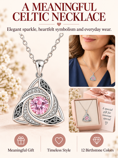 ✨ Jewelry Deal – Women’s Celtic Knot Birthstone Necklace 💎 Elegant Pendant Symbolizing Love, Faith & Unity 💕