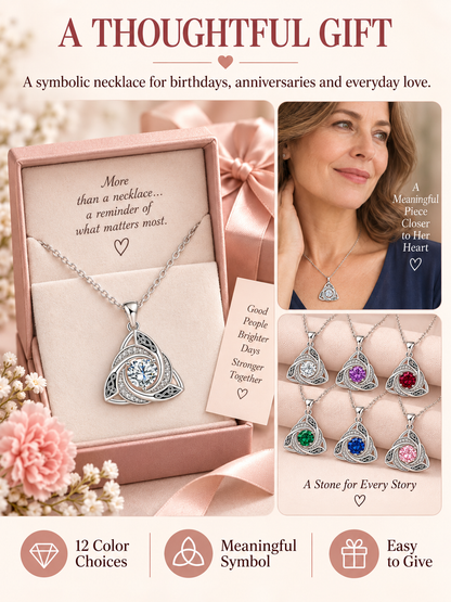 ✨ Jewelry Deal – Women’s Celtic Knot Birthstone Necklace 💎 Elegant Pendant Symbolizing Love, Faith & Unity 💕