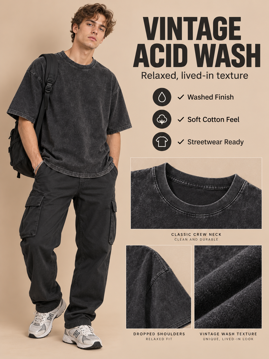 🔥 Streetwear Deal – Unisex Oversized Washed Tee 👕 Relaxed Vintage Style for Everyday Casual Looks ✨