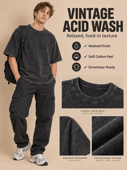 🔥 Streetwear Deal – Unisex Oversized Washed Tee 👕 Relaxed Vintage Style for Everyday Casual Looks ✨