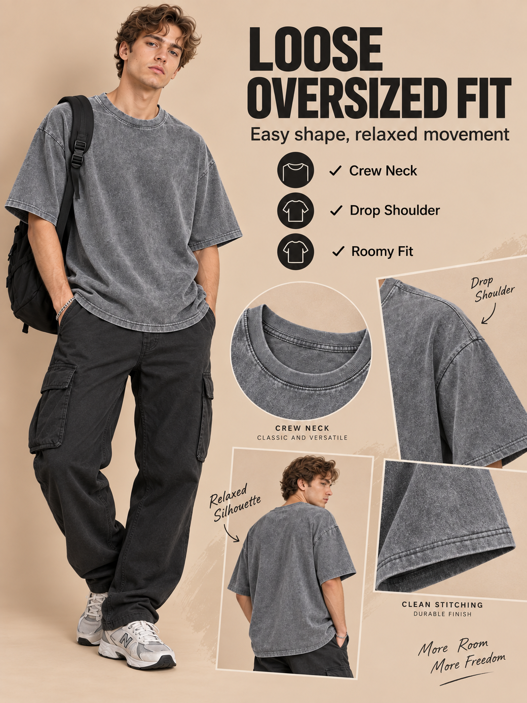 🔥 Streetwear Deal – Unisex Oversized Washed Tee 👕 Relaxed Vintage Style for Everyday Casual Looks ✨