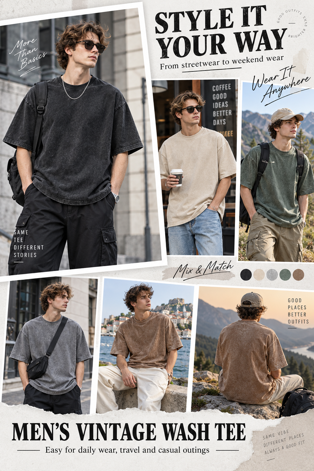 🔥 Streetwear Deal – Unisex Oversized Washed Tee 👕 Relaxed Vintage Style for Everyday Casual Looks ✨