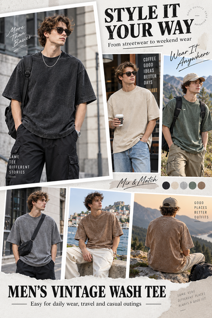 🔥 Streetwear Deal – Unisex Oversized Washed Tee 👕 Relaxed Vintage Style for Everyday Casual Looks ✨