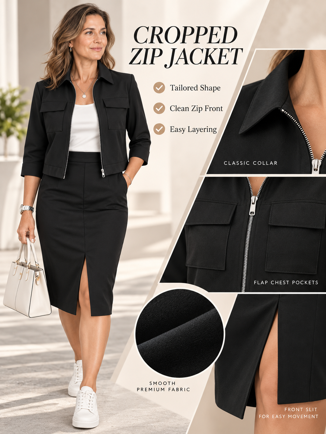 🍂 Fall Style Deal – Women’s Jacket & Skirt Set 🧥 Chic Two-Piece Outfit for Work & Everyday Wear ✨