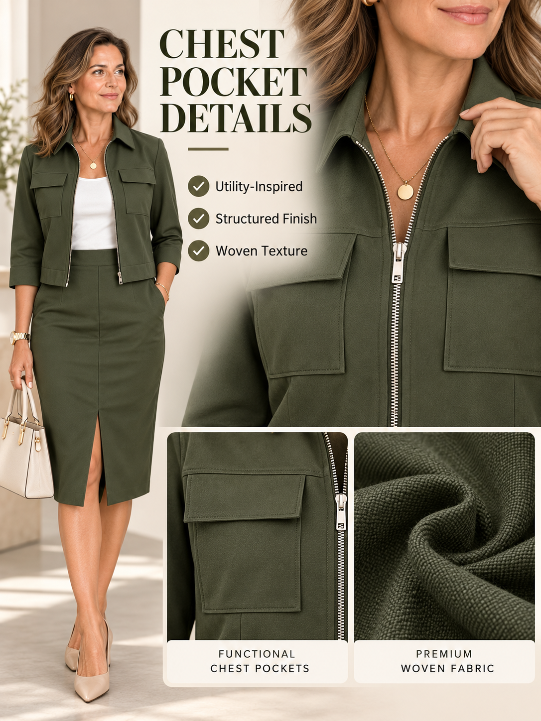 🍂 Fall Style Deal – Women’s Jacket & Skirt Set 🧥 Chic Two-Piece Outfit for Work & Everyday Wear ✨
