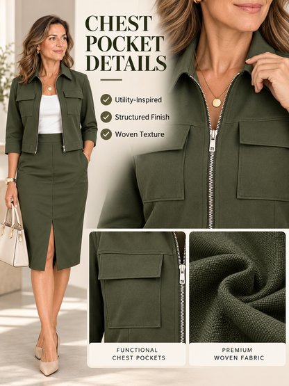🍂 Fall Style Deal – Women’s Jacket & Skirt Set 🧥 Chic Two-Piece Outfit for Work & Everyday Wear ✨