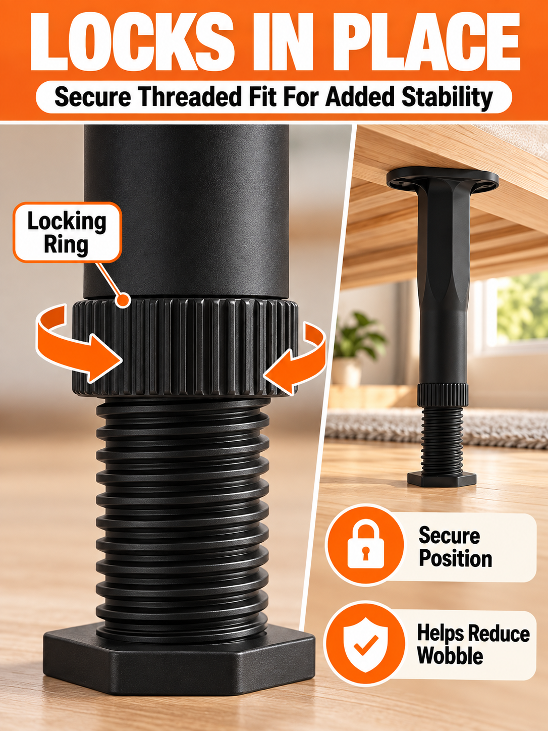 🛠️ Home Upgrade Deal – Adjustable Bed Support Feet 🏠 Heavy-Duty Reinforced Legs for Beds, Cabinets & Shelves 🔩