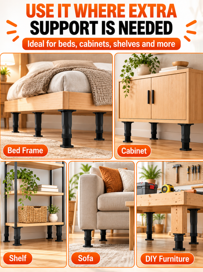 🛠️ Home Upgrade Deal – Adjustable Bed Support Feet 🏠 Heavy-Duty Reinforced Legs for Beds, Cabinets & Shelves 🔩