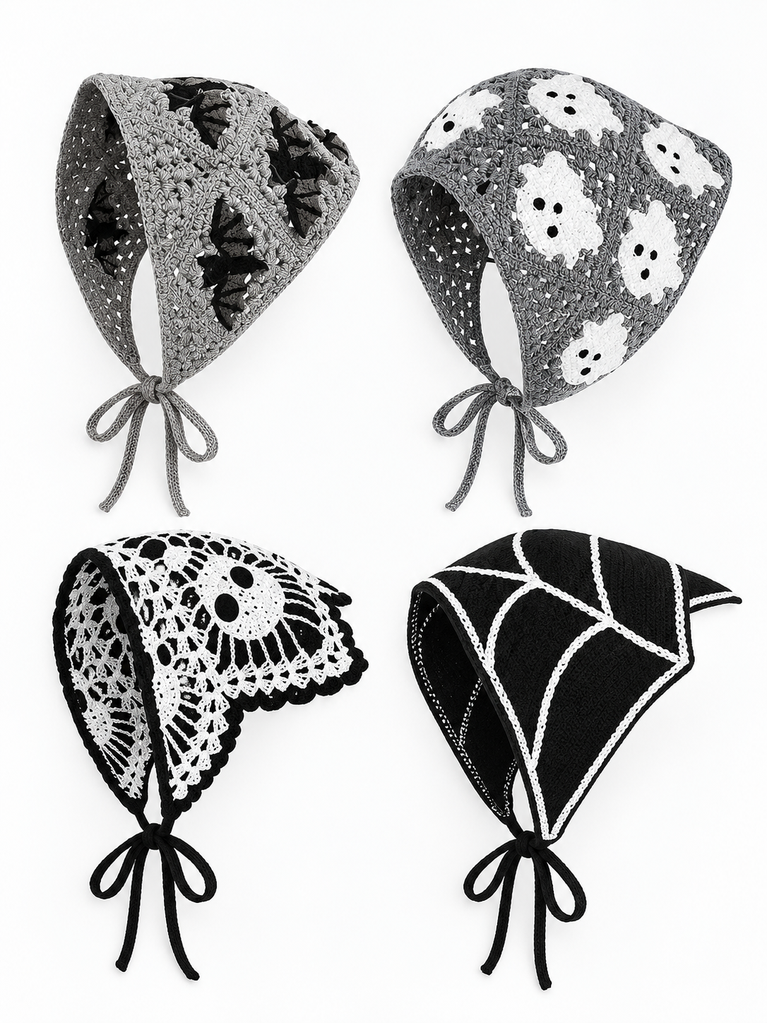 🎃 Halloween Style Deal – Boho Ghost Print Head Scarf 👻 Cute Seasonal Hair Accessory for Festive Looks 🦇