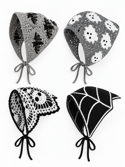 🎃 Halloween Style Deal – Boho Ghost Print Head Scarf 👻 Cute Seasonal Hair Accessory for Festive Looks 🦇