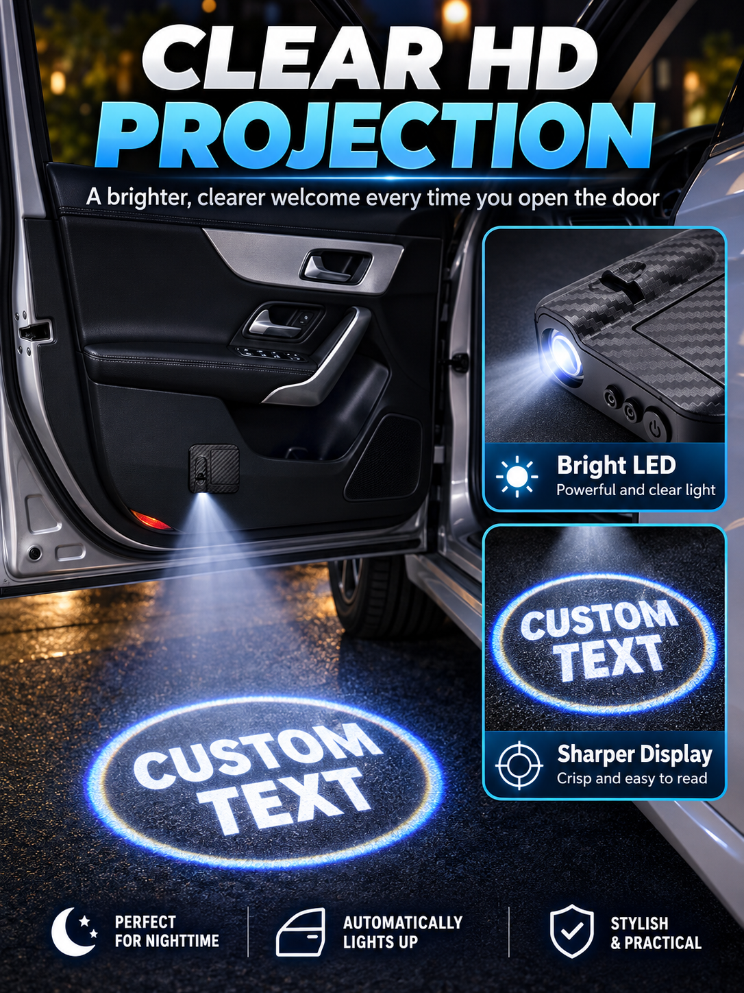 🚗 Auto Style Deal – Custom LED Door Projector Lights ✨ Personalized Welcome Logo Display for a Unique Car Interior 💡