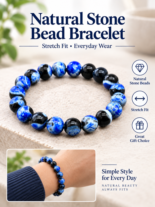 💎 Jewelry Making Deal – Natural Blue Fire Agate Beads 🔵 8mm Round Gemstone Spacers for DIY Bracelets & Necklaces ✨