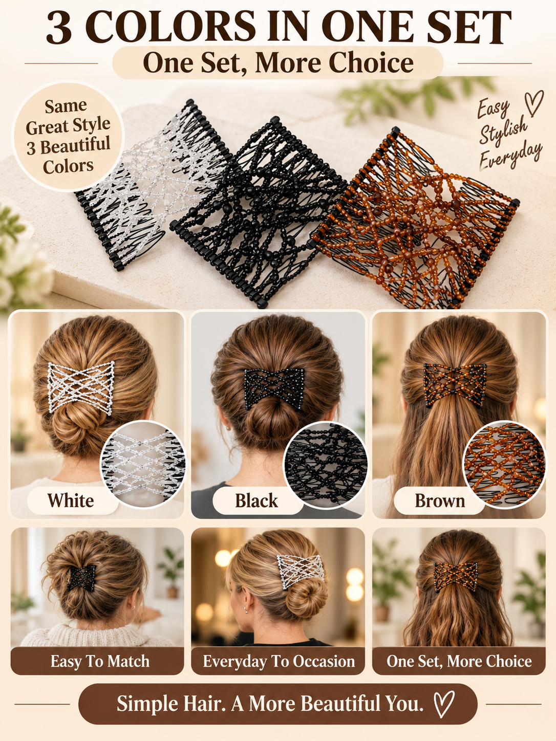 ✨ Hair Accessory Deal – Vintage Pearl Hair Clips 💎 Stretchy Crystal Comb Pins for Elegant Everyday Styling 👱‍♀️