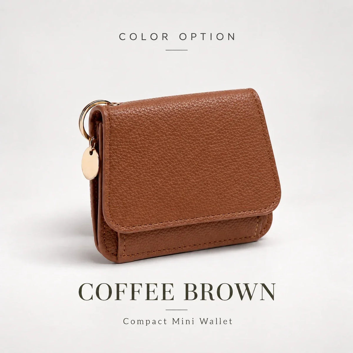 Compact PU Leather Card Wallet with ID Window & Coin Pocket