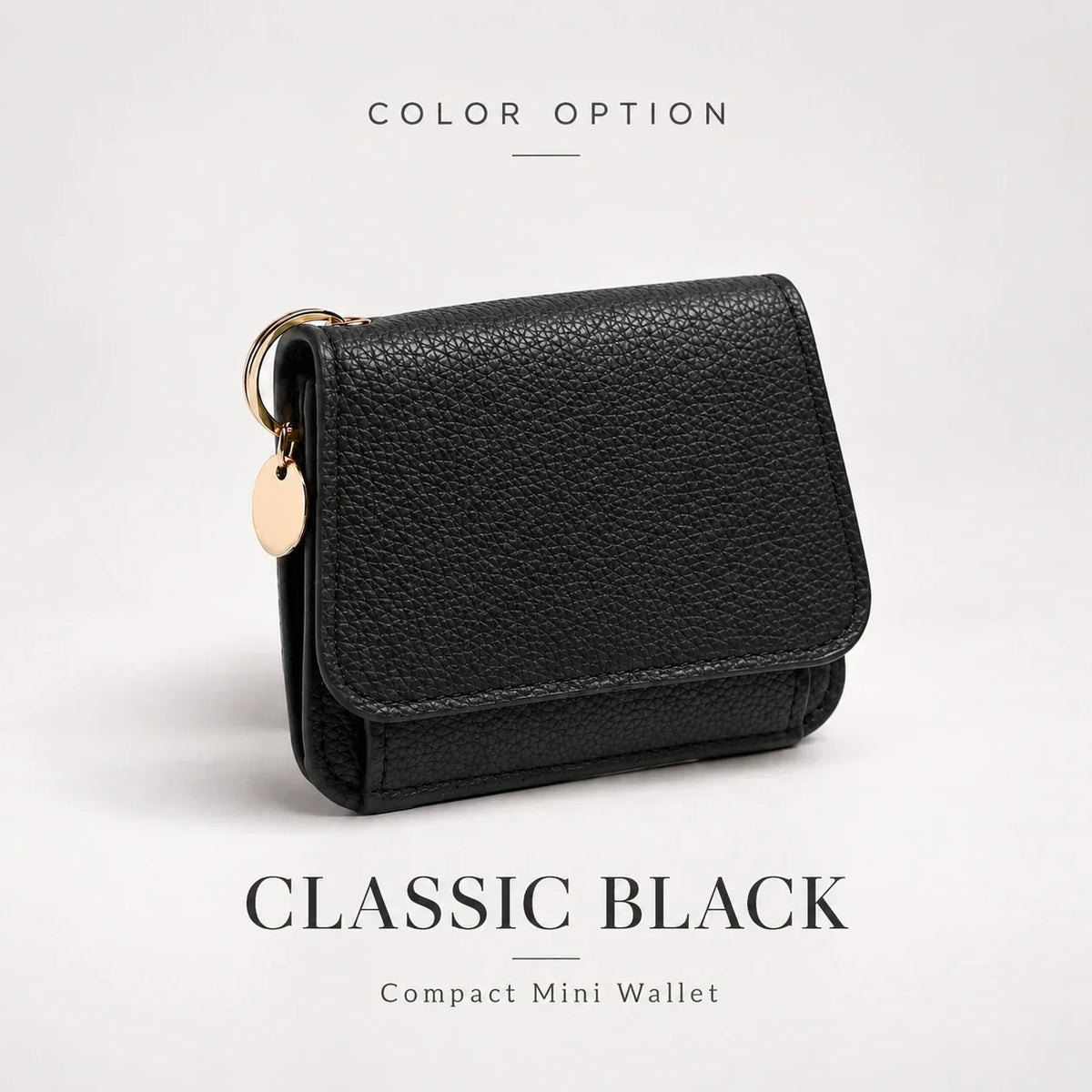 Compact PU Leather Card Wallet with ID Window & Coin Pocket