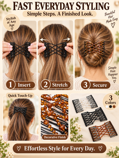 ✨ Hair Accessory Deal – Vintage Pearl Hair Clips 💎 Stretchy Crystal Comb Pins for Elegant Everyday Styling 👱‍♀️