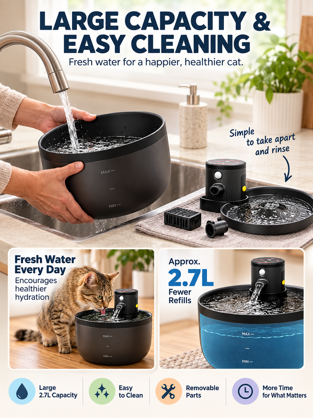🐱 Pet Care Deal – Wireless Cat Water Fountain 💧 Ultra-Quiet Fresh & Filtered Hydration for Happy Pets ✨