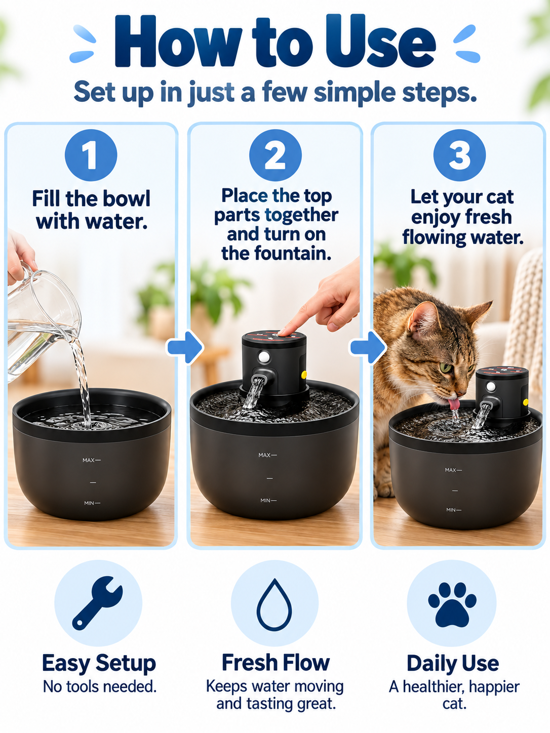 🐱 Pet Care Deal – Wireless Cat Water Fountain 💧 Ultra-Quiet Fresh & Filtered Hydration for Happy Pets ✨