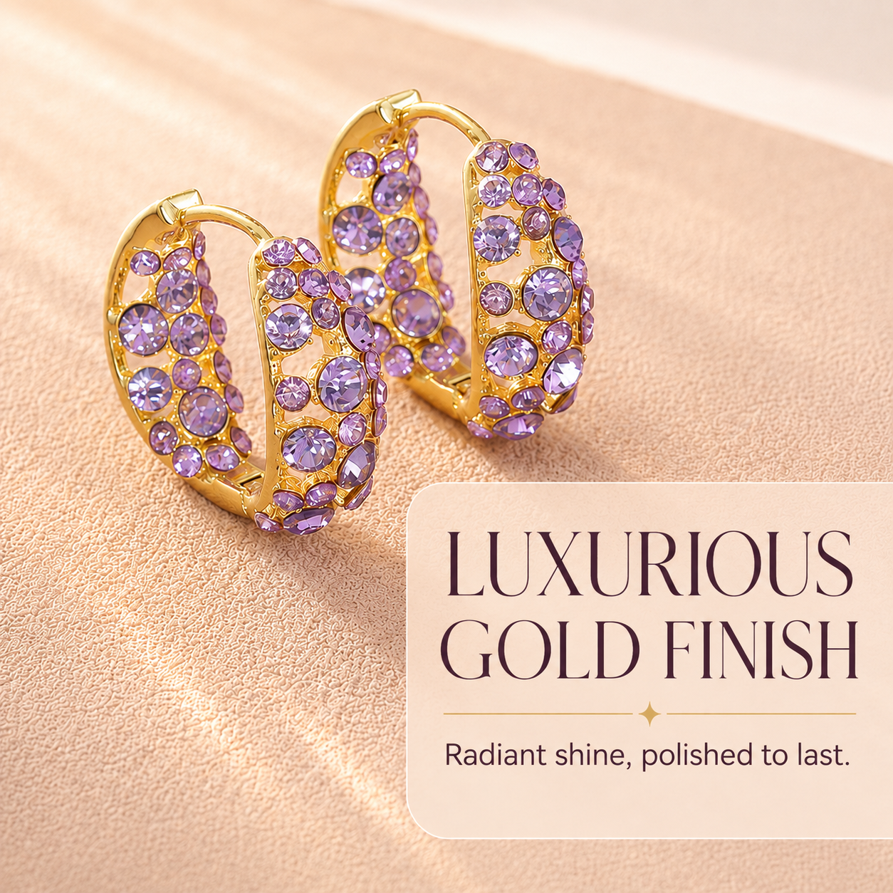 💜 Sparkling Light Purple Zircon Huggie Hoop Earrings
