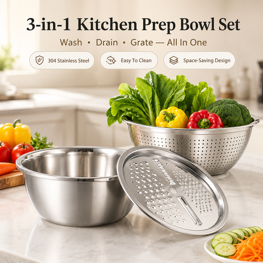 👑Kitchen Trend🔥3-in-1 Stainless Steel Strainer Set