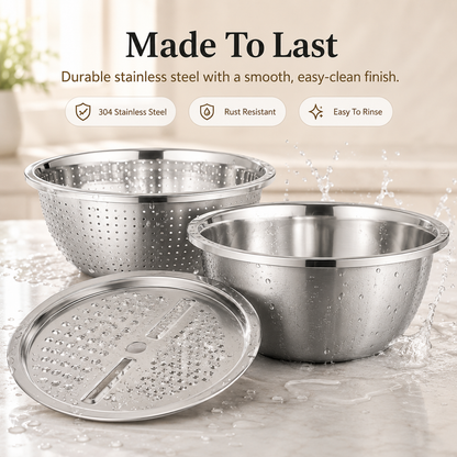 👑Kitchen Trend🔥3-in-1 Stainless Steel Strainer Set