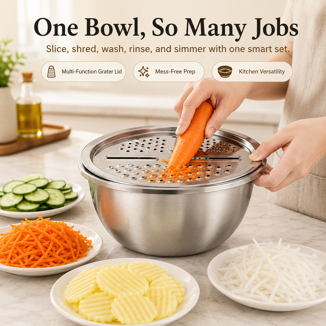 👑Kitchen Trend🔥3-in-1 Stainless Steel Strainer Set