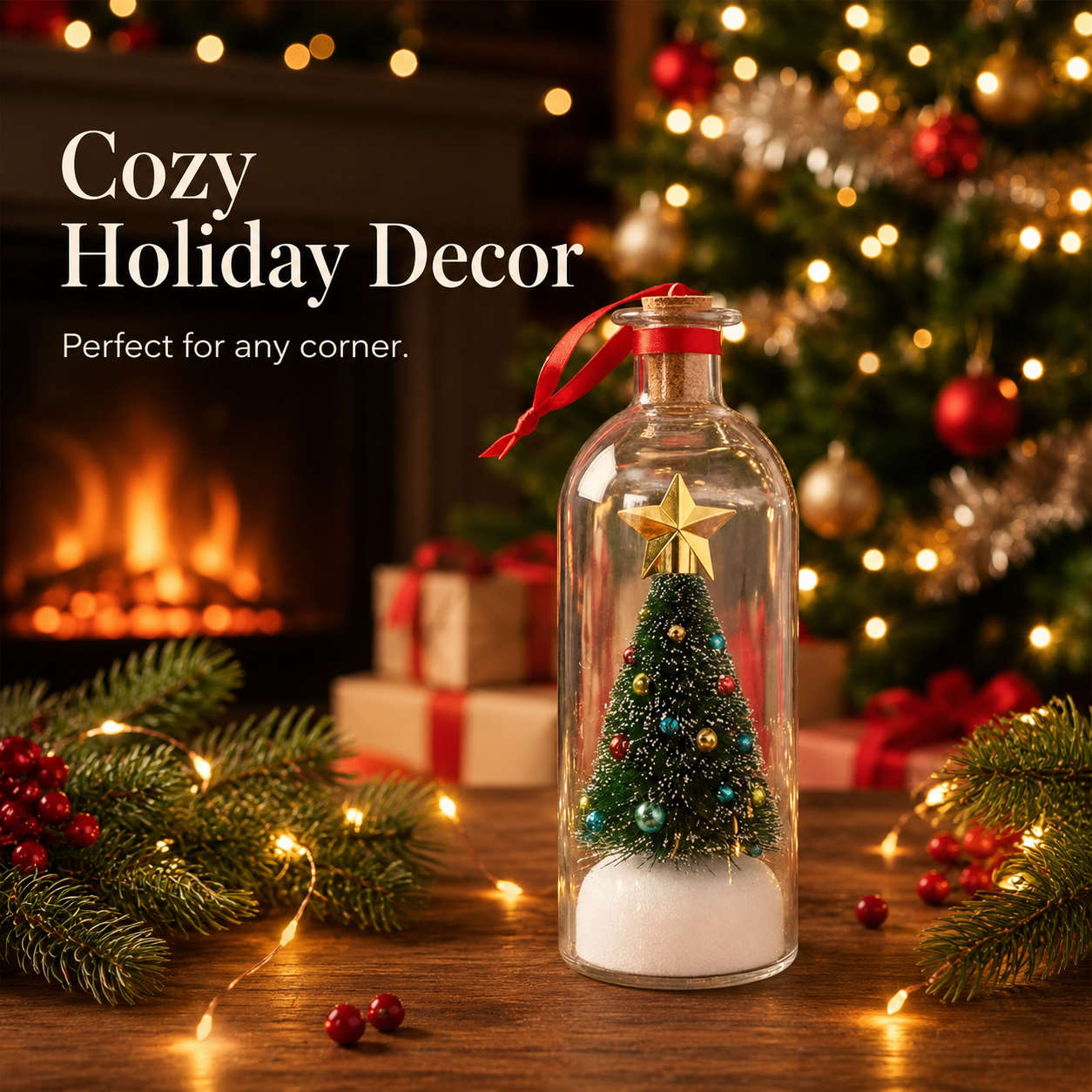 Recordable Christmas Tree Message Bottle | Personalized Holiday Decor Gift