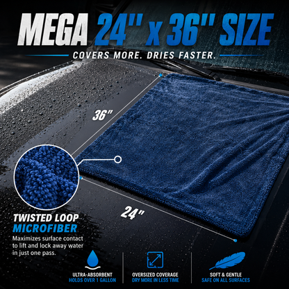 Lint-free, highly absorbent, thickened car wash towel