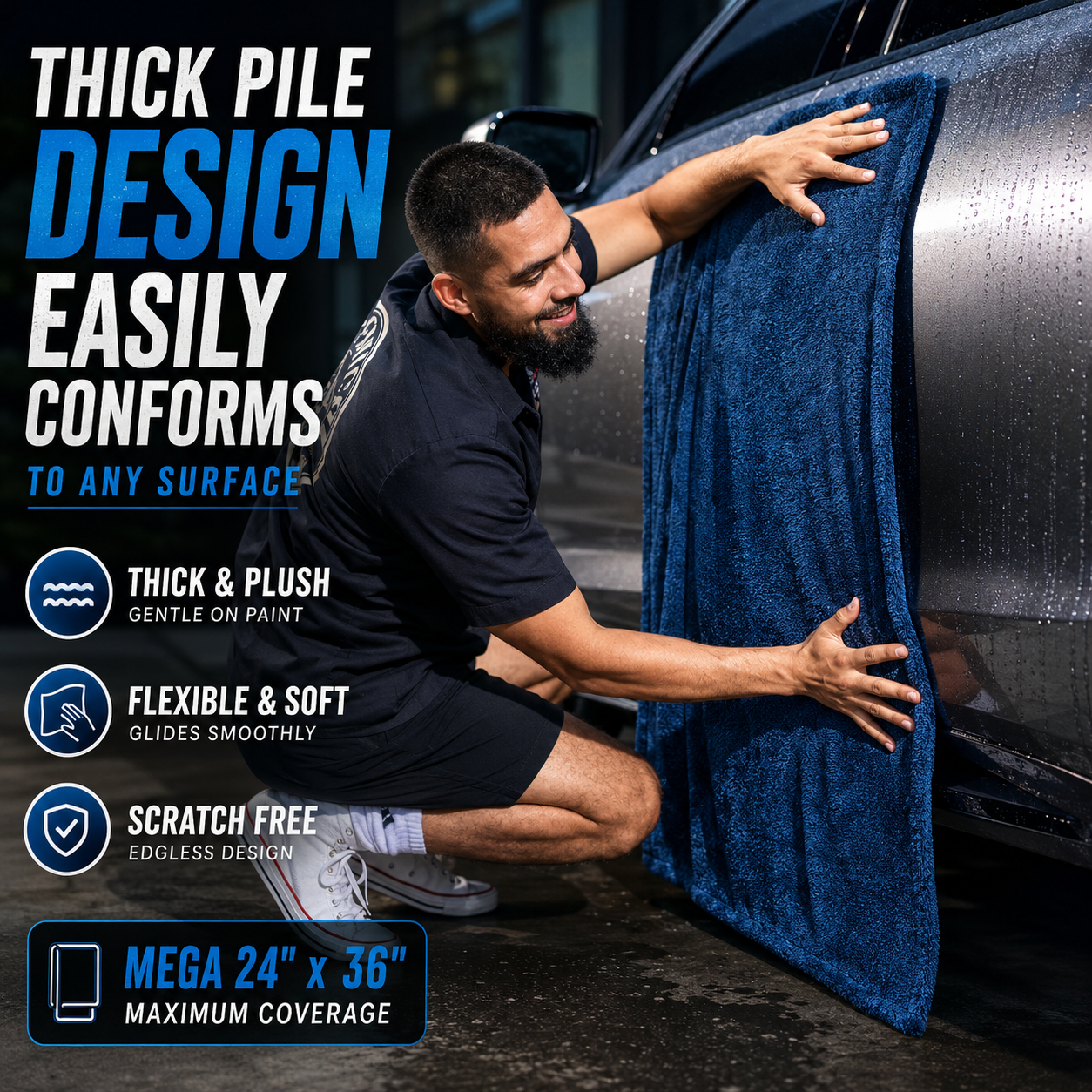 Lint-free, highly absorbent, thickened car wash towel