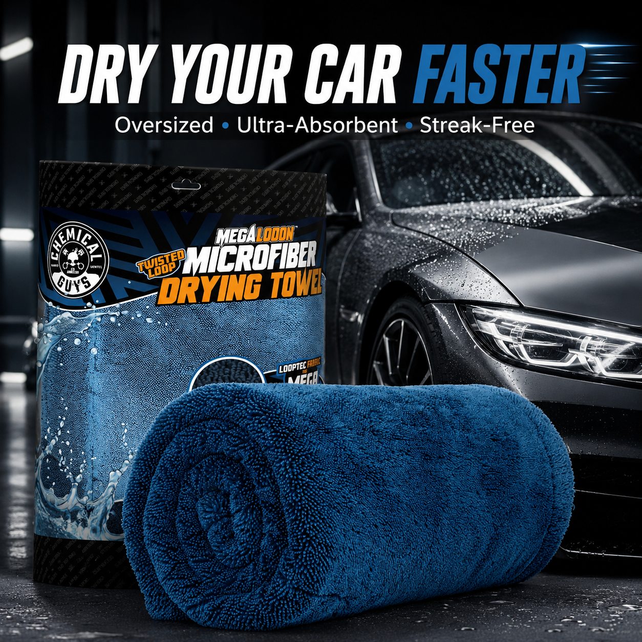 Lint-free, highly absorbent, thickened car wash towel