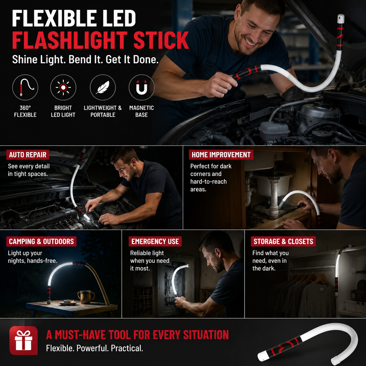 💡 Flexible LED Flashlight Stick