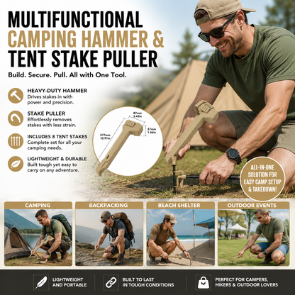 Multifunctional Camping Hammer & Tent Stake Puller