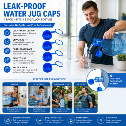 Leak-Proof Water Jug Caps (4 Pack) – Fits 3 & 5 Gallon Bottles