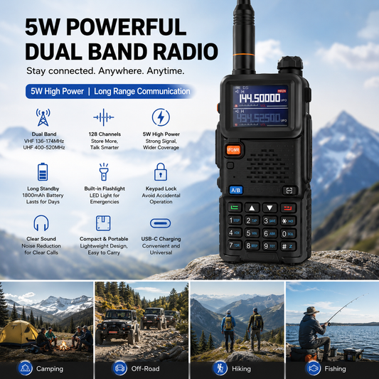 5W UV-5R Dual Band Two Way Ham Radio Transceiver