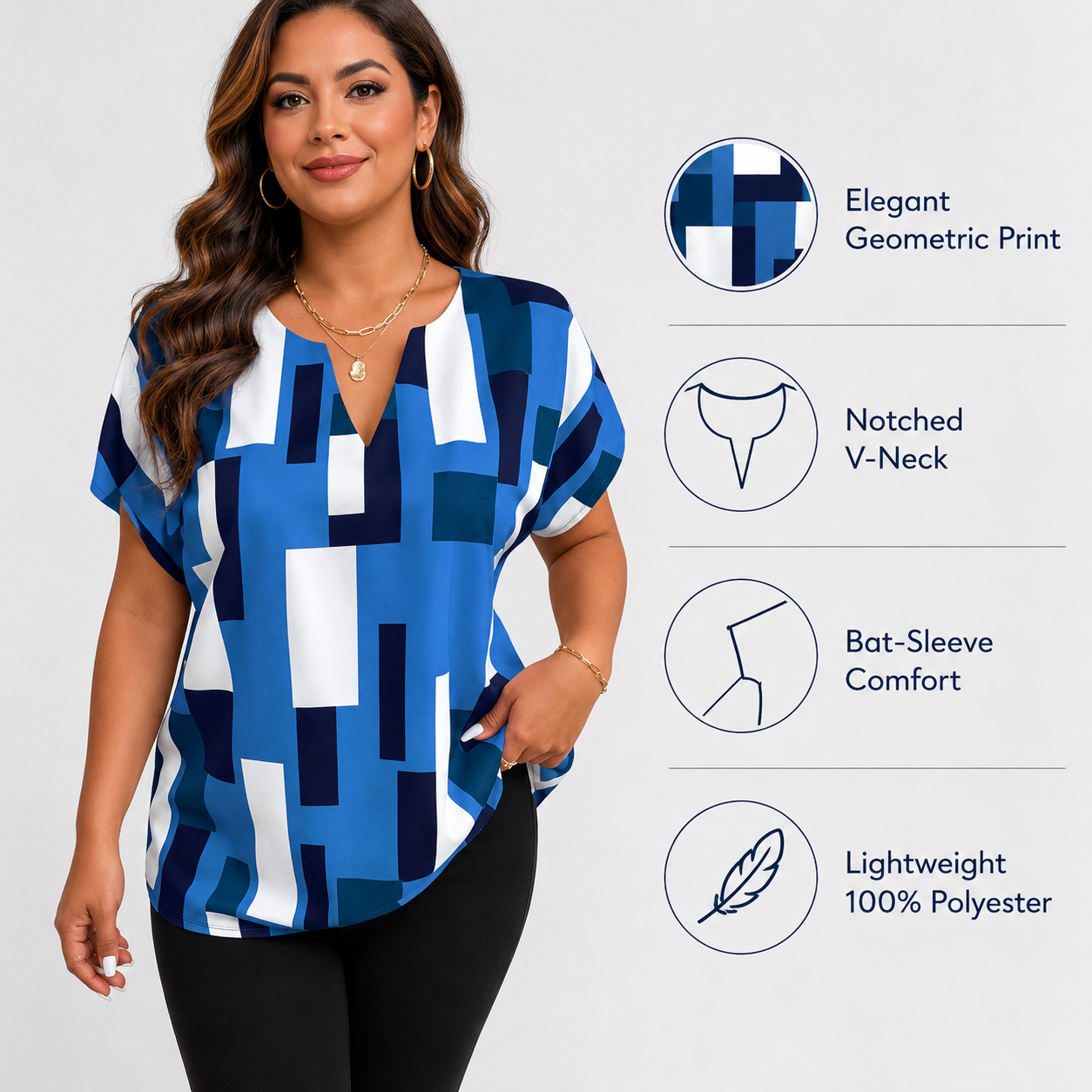 🔥2026 summer trend | Women's Plus Size Color Block Shirt Blouse Short