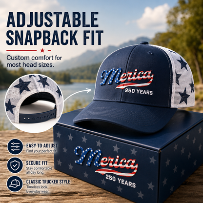 🇺🇸 ’Merica 250 Years Embroidered Mesh Back Trucker Hat
