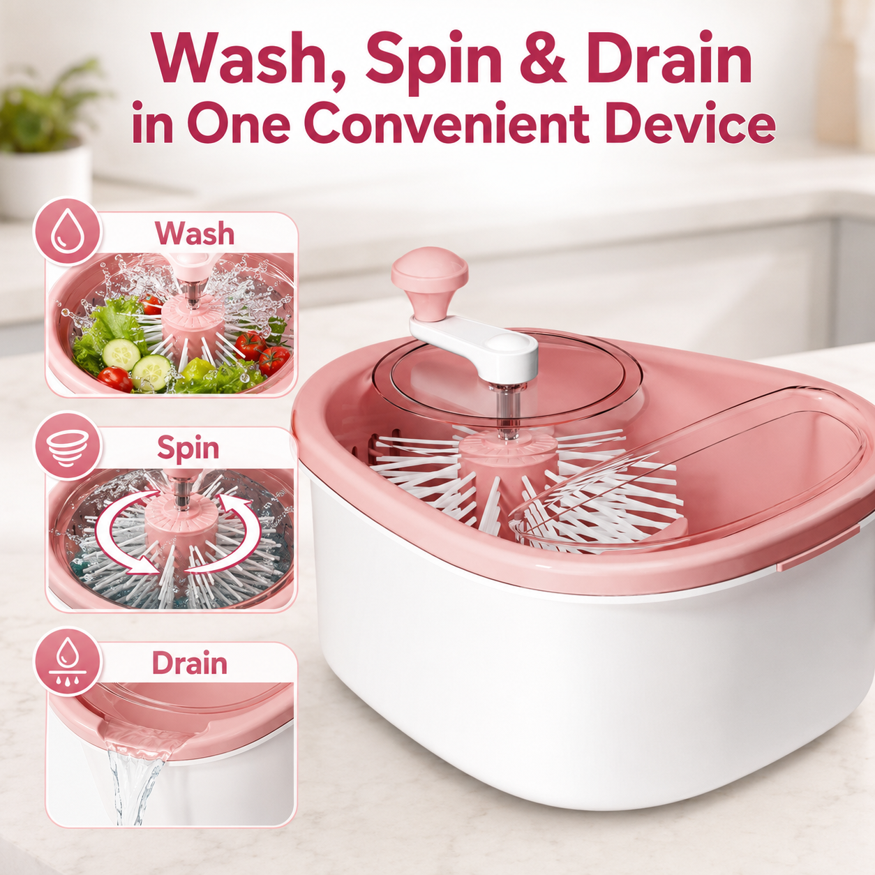 ✨ Best Seller | 720° Fruit & Vegetable Cleaning Spinner
