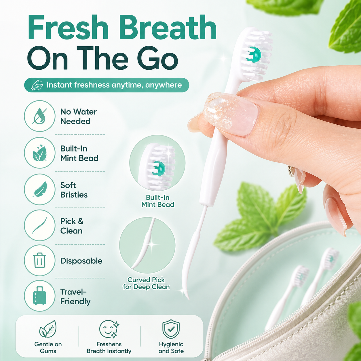 🔥 Fresh Breath Anywhere | 20PCS Disposable Mini Toothbrushes