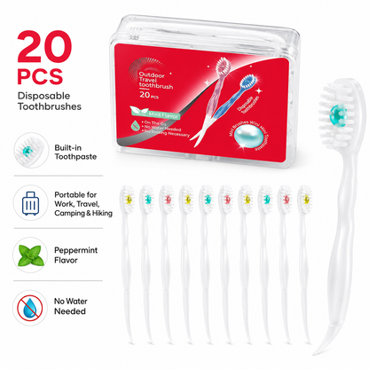 🔥 Fresh Breath Anywhere | 20PCS Disposable Mini Toothbrushes