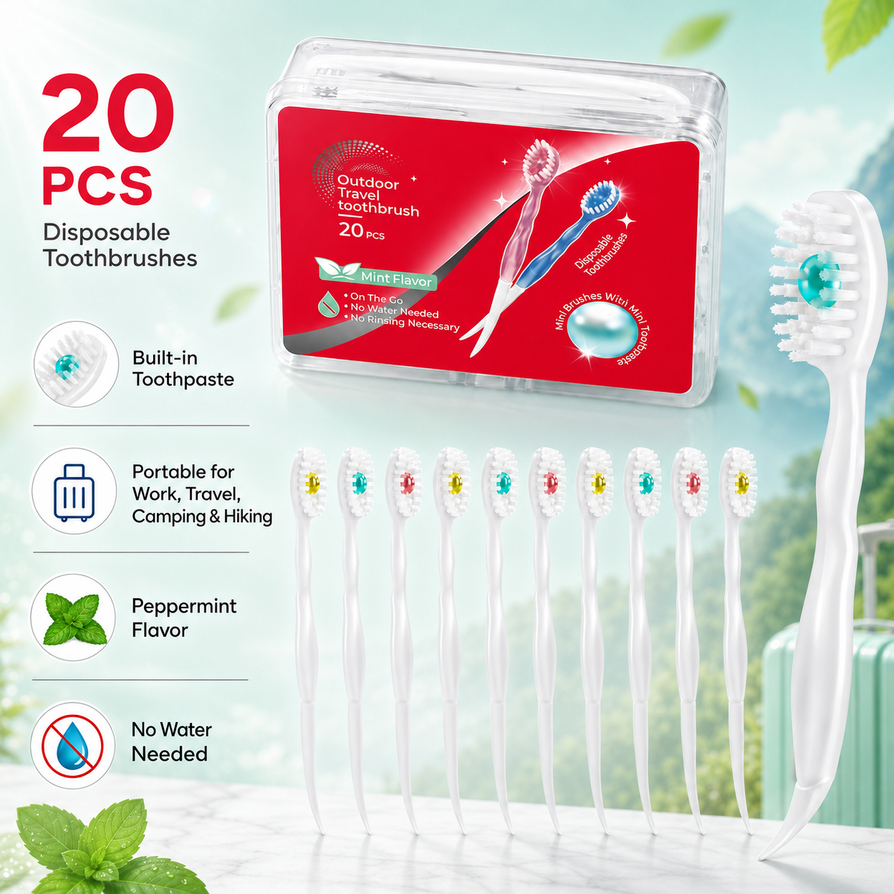 🔥 Fresh Breath Anywhere | 20PCS Disposable Mini Toothbrushes