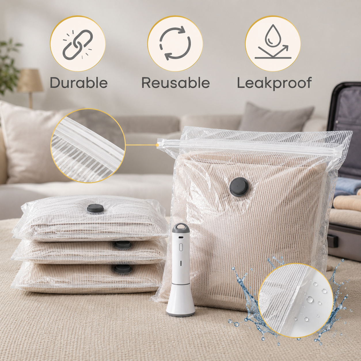 ✈️ Pack More, Travel Smarter | Cordless Vacuum Bag Set