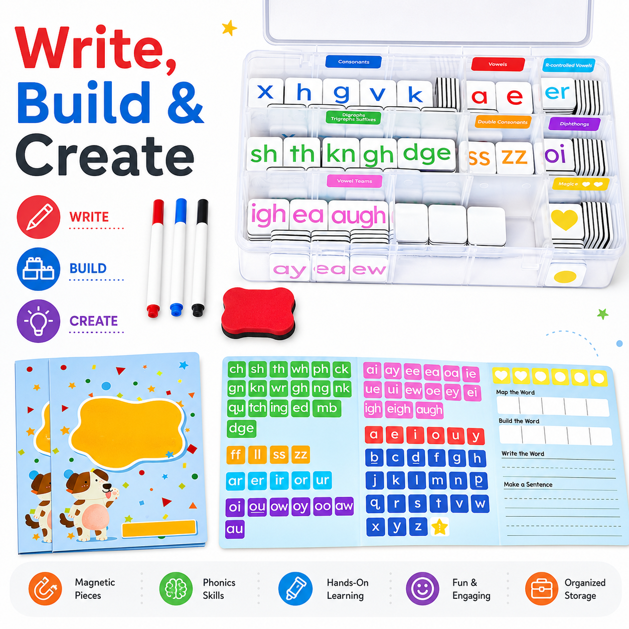 📚 Make Phonics Fun | 265-Piece Magnetic Letter Learning Set