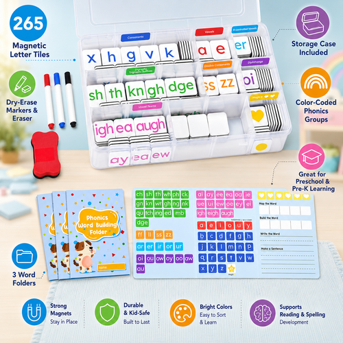 📚 Make Phonics Fun | 265-Piece Magnetic Letter Learning Set