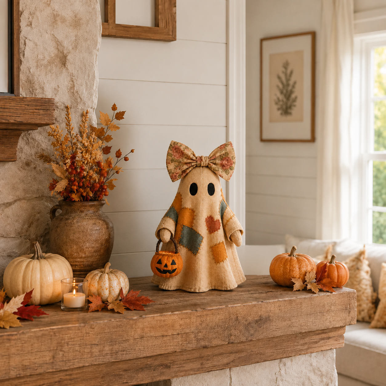 🔥🎁【Halloween Gifts】Lighted Vintage Patchwork Ghost