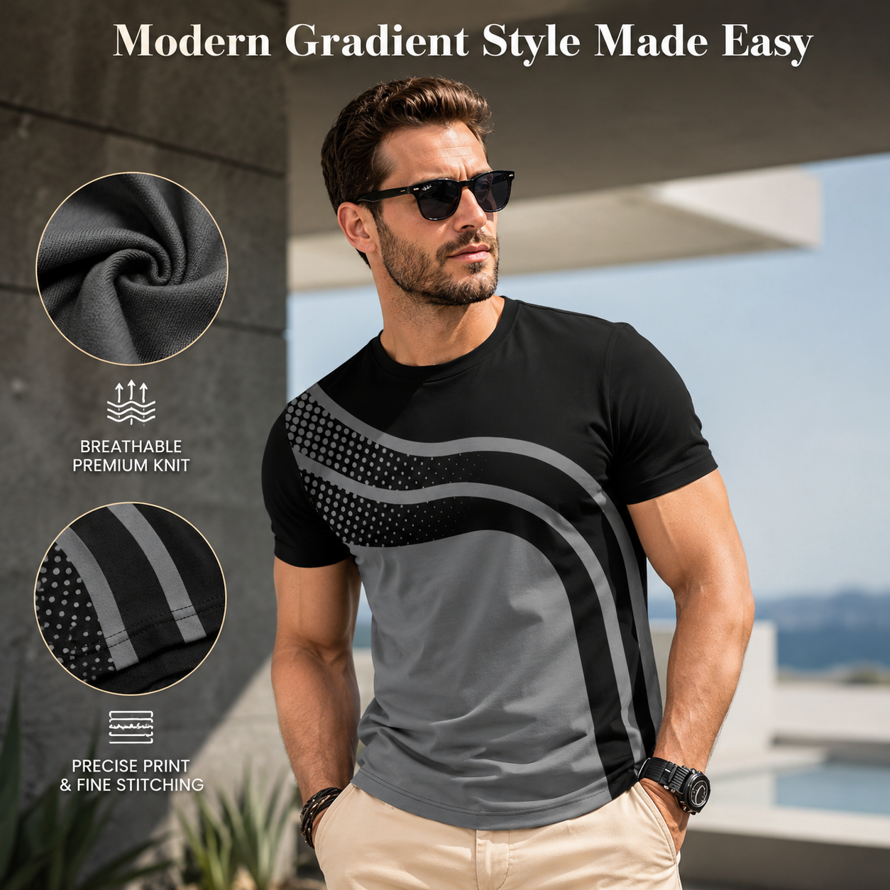 🔥 Summer Sale | 5-Pack Gradient Stripe Men's T-Shirts