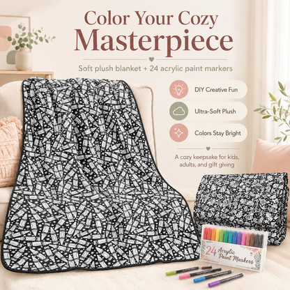 🎨DIY Washable Drawing Blanket, 24 Colors Markers for Adults
