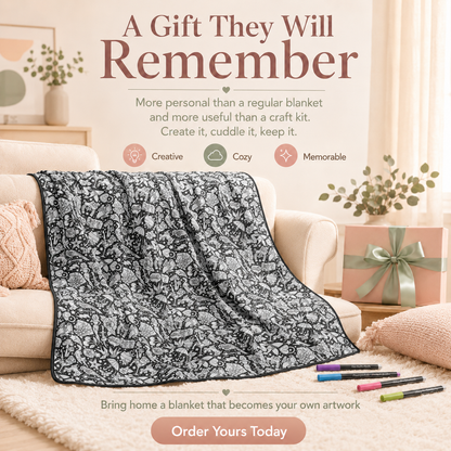 🎨DIY Washable Drawing Blanket, 24 Colors Markers for Adults